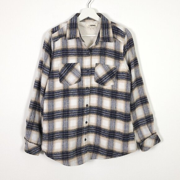Faux Sherpa Lined Plaid Shacket - Picture 1 of 9